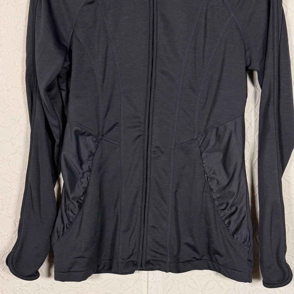 Athleta Ruched Pocket Dark Gray Athletic Workout Zip Front Jacket Sz S
